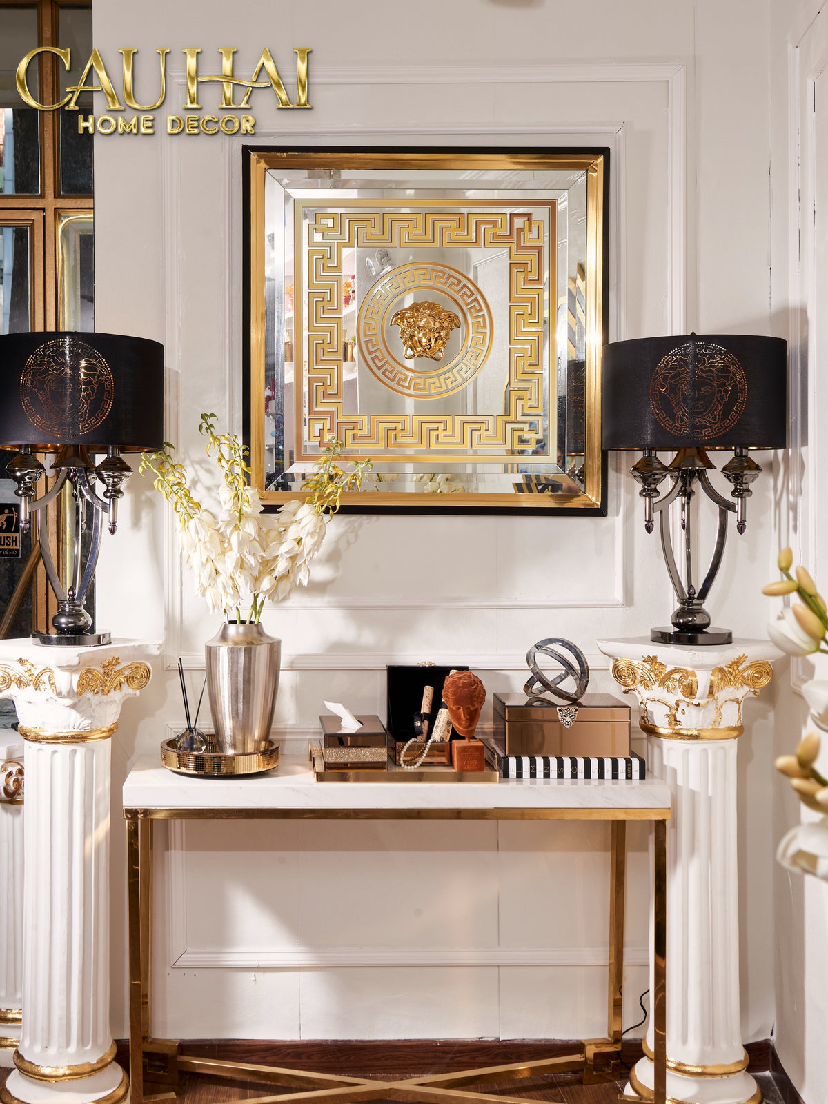 Tranh Gương Miroir Haute Joaillerie - Palazzo Greca UV Medusa Iconic 90x90-TRANH TREO TƯỜNG-CẬU HAI HOME DECOR-CẬU HAI HOME DECOR