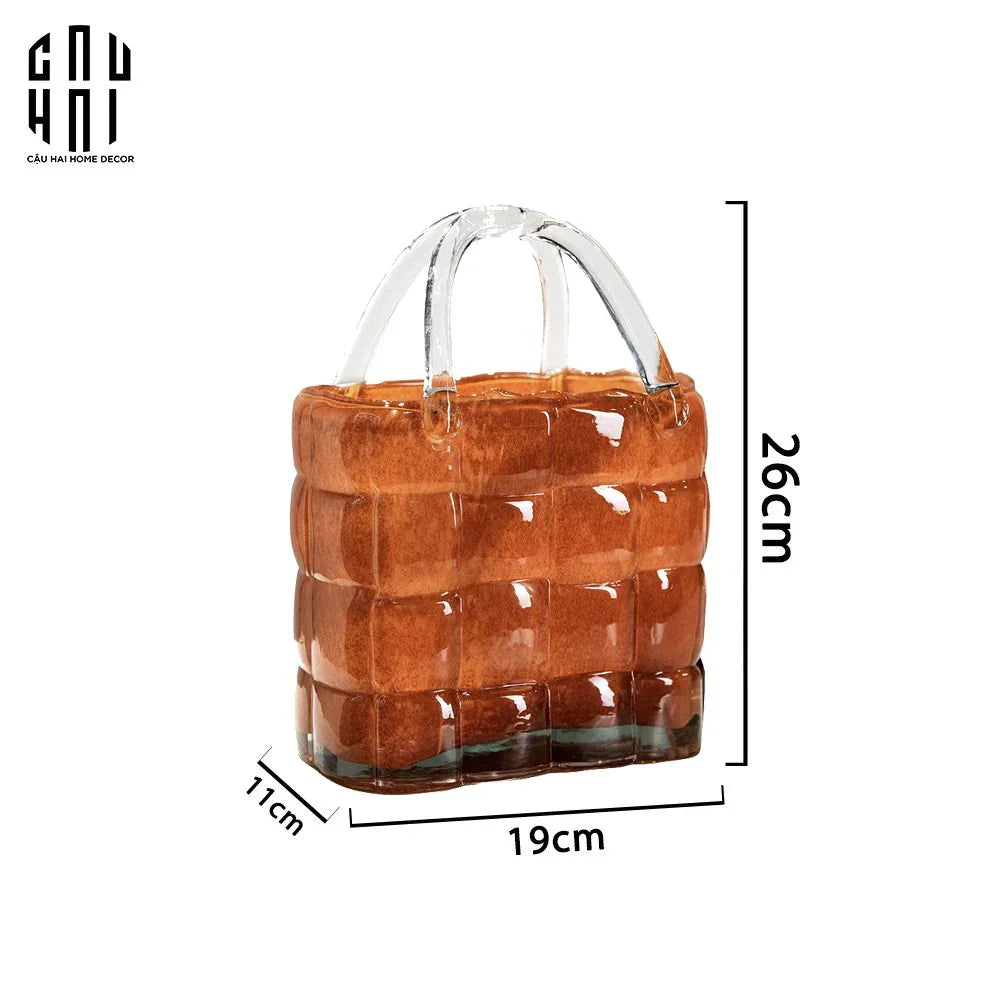 TÚI CẮM HOA THUỶ TINH LADY D.O - BROWN - CẬU HAI HOME DECOR