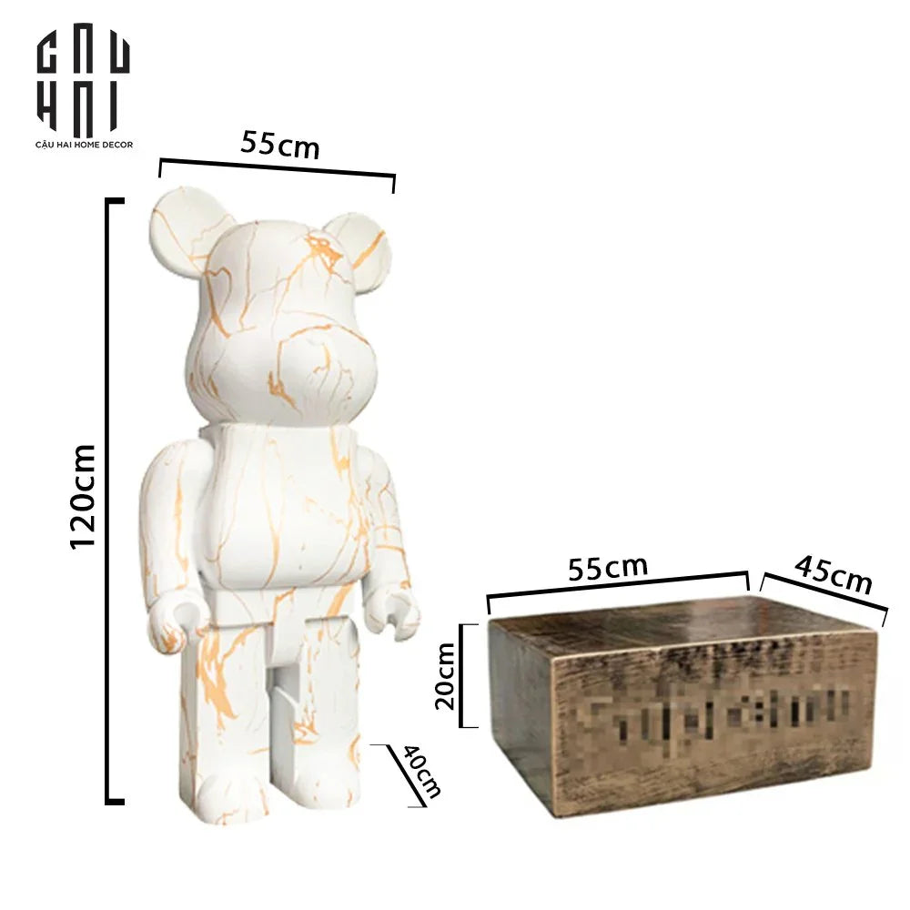 TƯỢNG BEAR BRICK MARBLE 120CM - CẬU HAI HOME DECOR