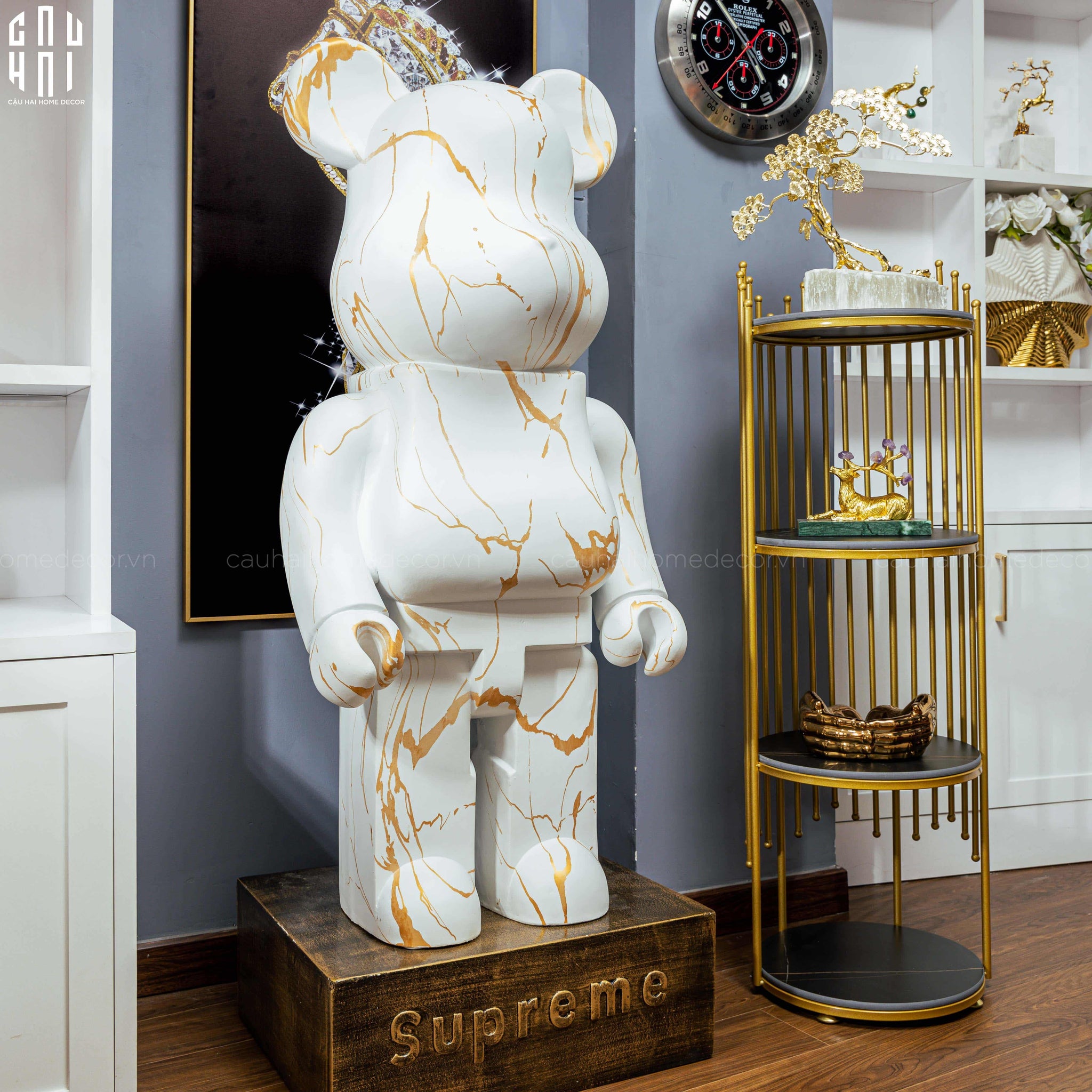 TƯỢNG BEAR BRICK MARBLE 120CM - CẬU HAI HOME DECOR
