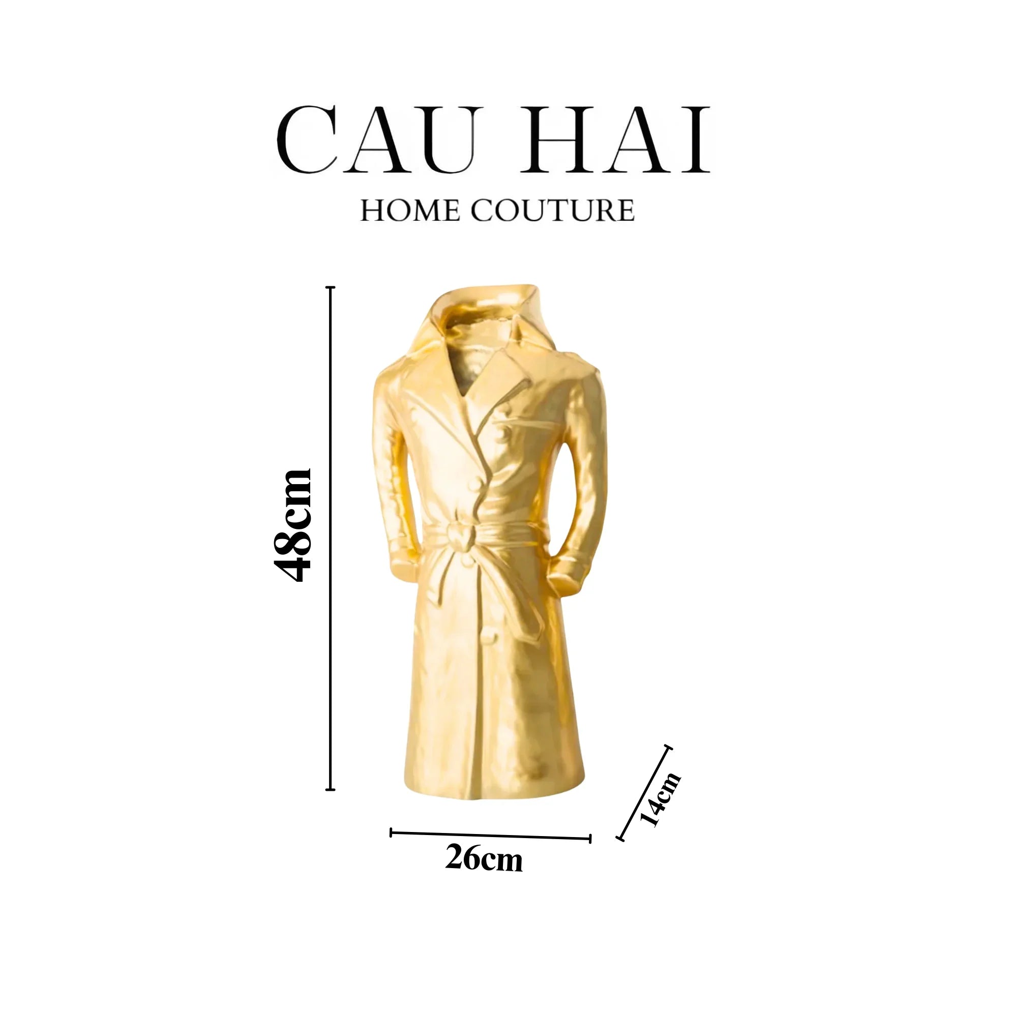 Tượng Bình Hoa Elysian Couture Gilded Trench Coat-CẬU HAI HOME DECOR