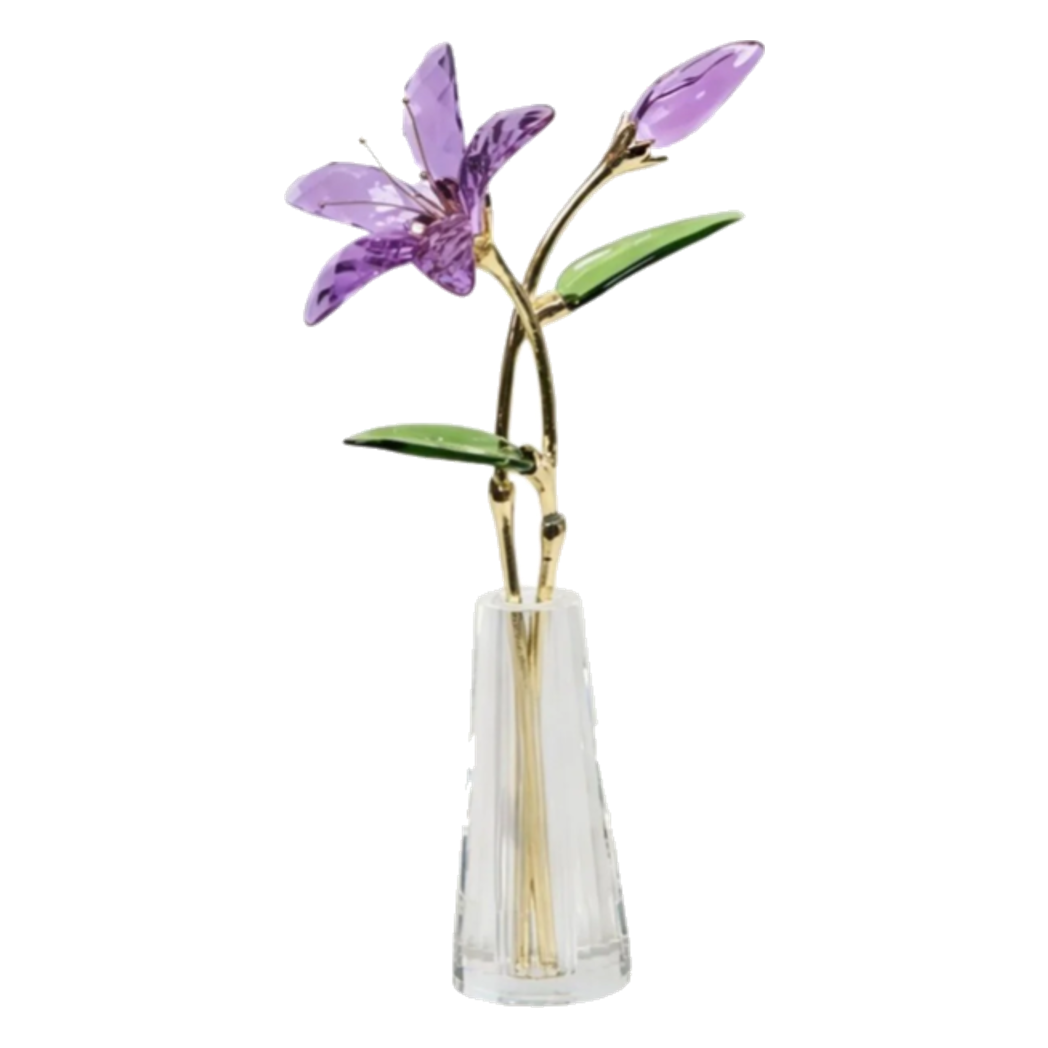 Tượng Bình Hoa Pha Lê Lily - Lys de Cristalleries Éclosion Violet H29-Tượng Pha Lê-CẬU HAI HOME DECOR-CẬU HAI HOME DECOR