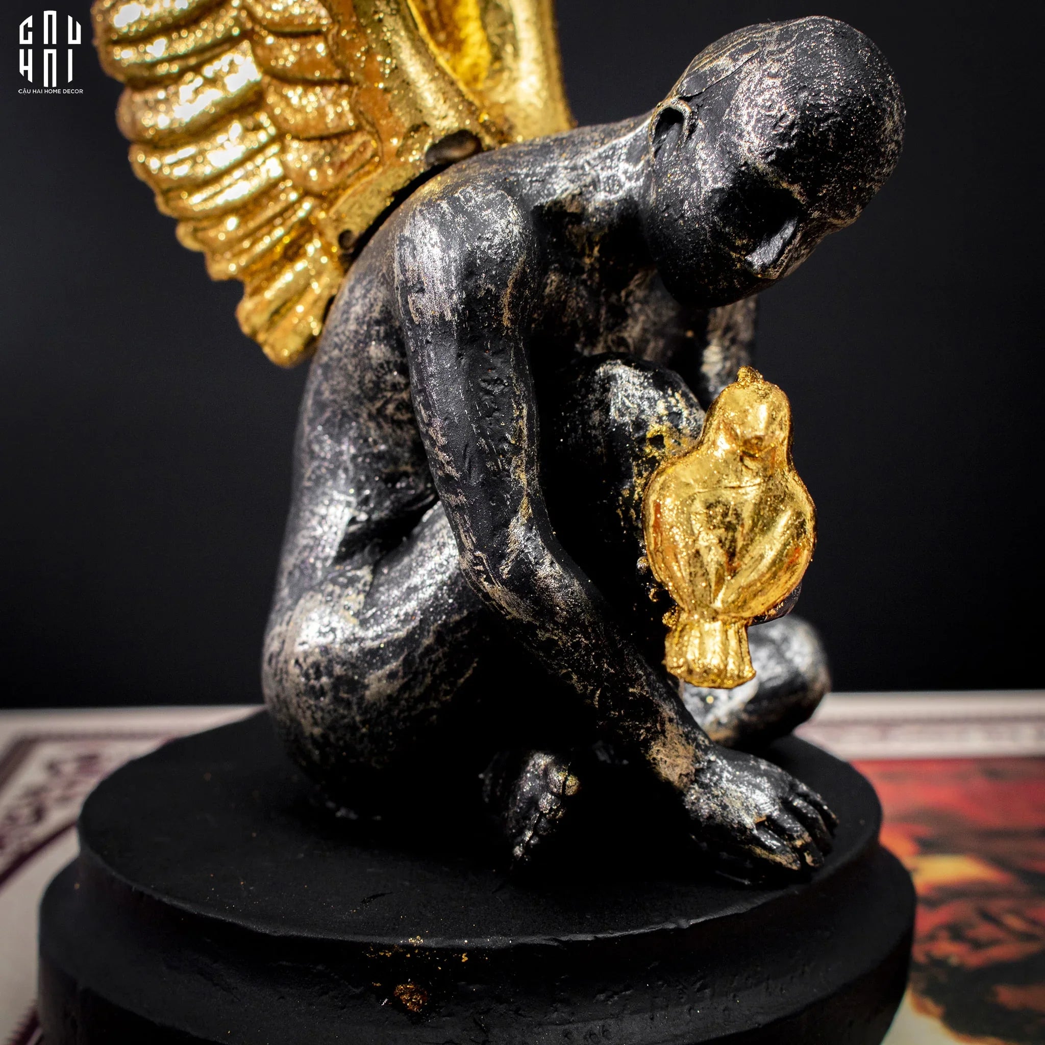 TƯỢNG BLACK ANGEL SS25-CẬU HAI HOME DECOR