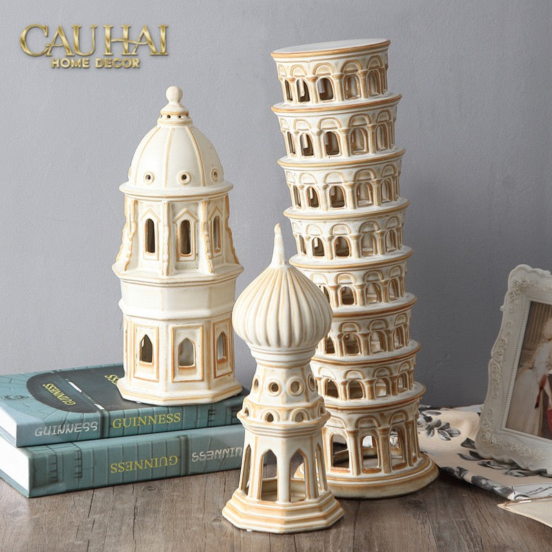 TƯỢNG CERAMIC PISA TOWER H43-CẬU HAI HOME DECOR