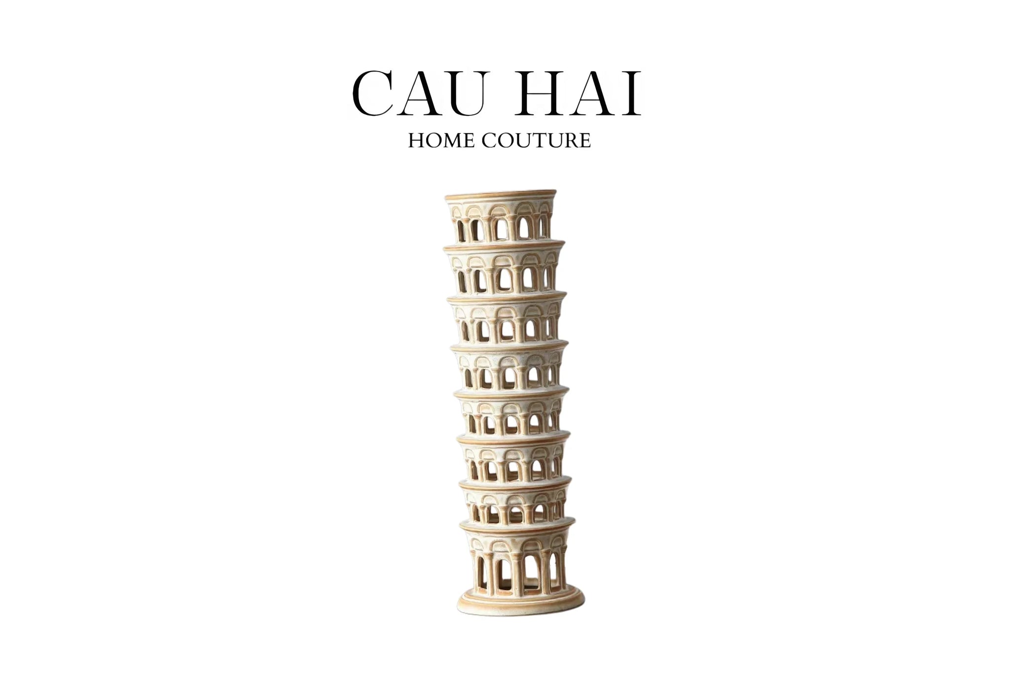 Tượng Ceramic Pisa Tower H43-CẬU HAI HOME DECOR