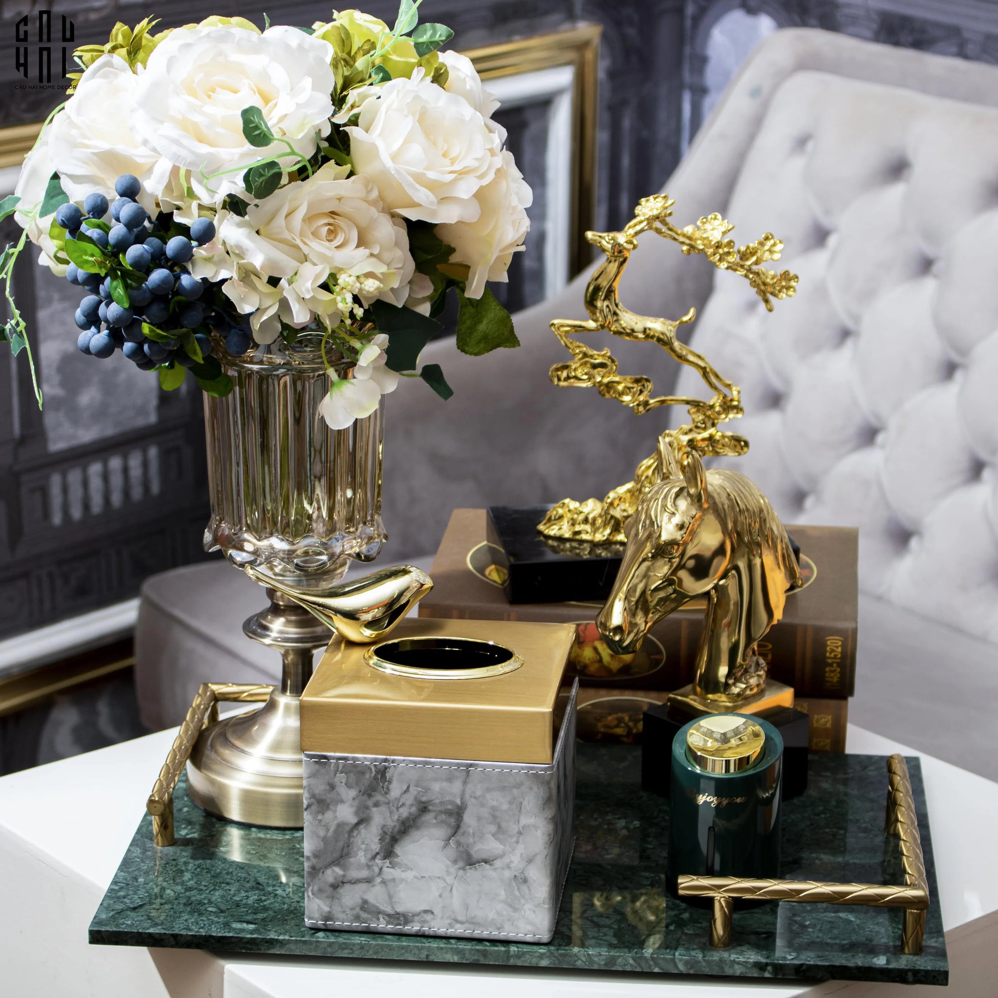 Tượng Chim Golden Bird Premium-CẬU HAI HOME DECOR