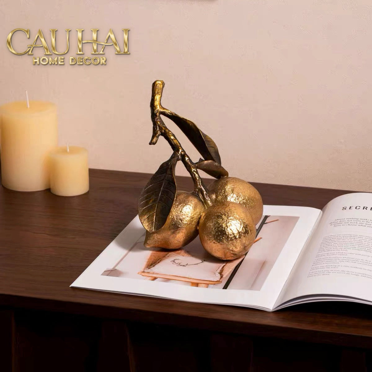 Tượng Chùm Chanh Mạ Vàng — Vermeil Citron Trois-TƯỢNG TRANG TRÍ-CẬU HAI HOME DECOR-CẬU HAI HOME DECOR
