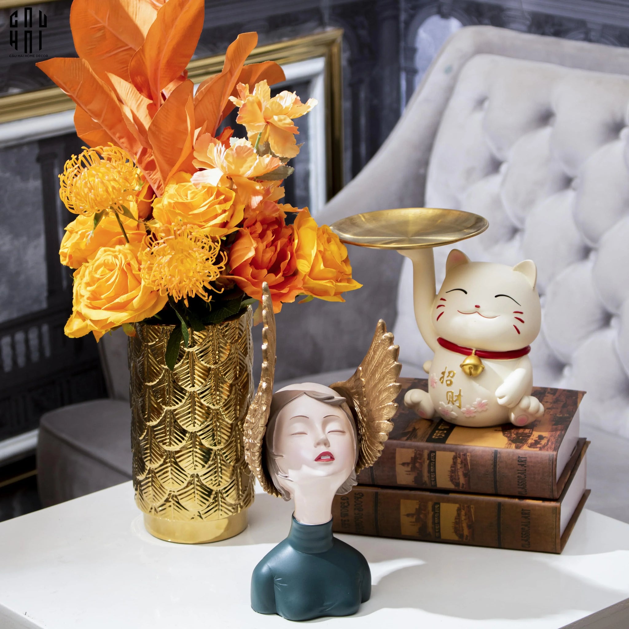 TƯỢNG CÔ GÁI JR ANGELINA H28 - CẬU HAI HOME DECOR