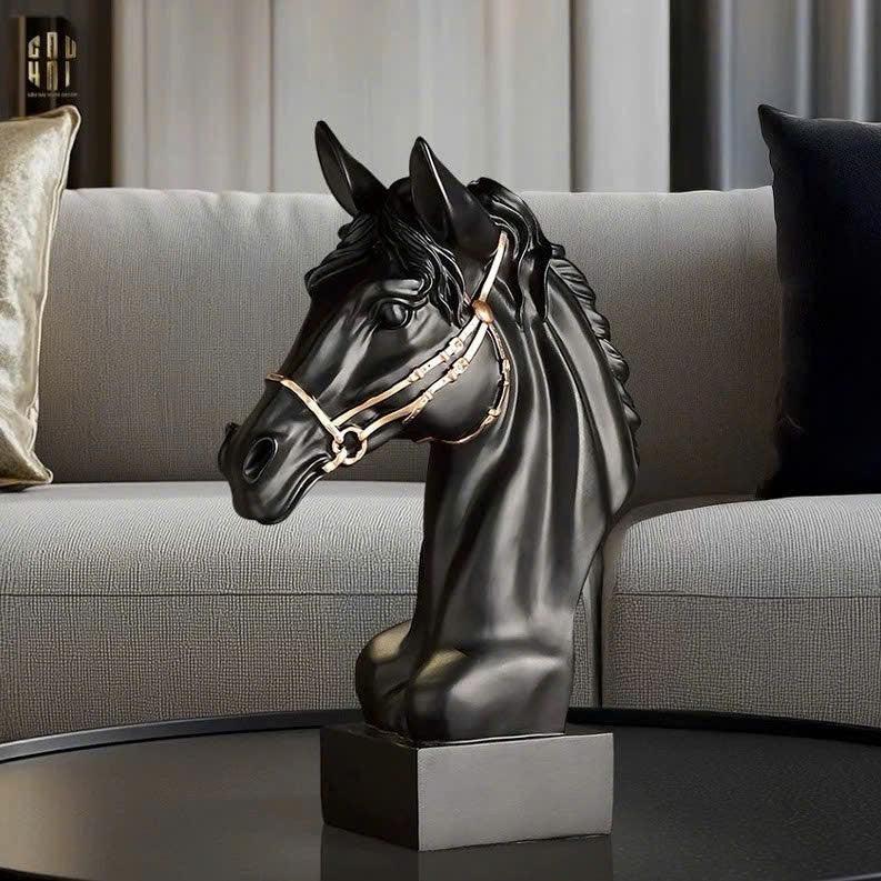 Tượng Đầu Ngựa Composite The Divine Pegasus - White H43-CẬU HAI HOME DECOR