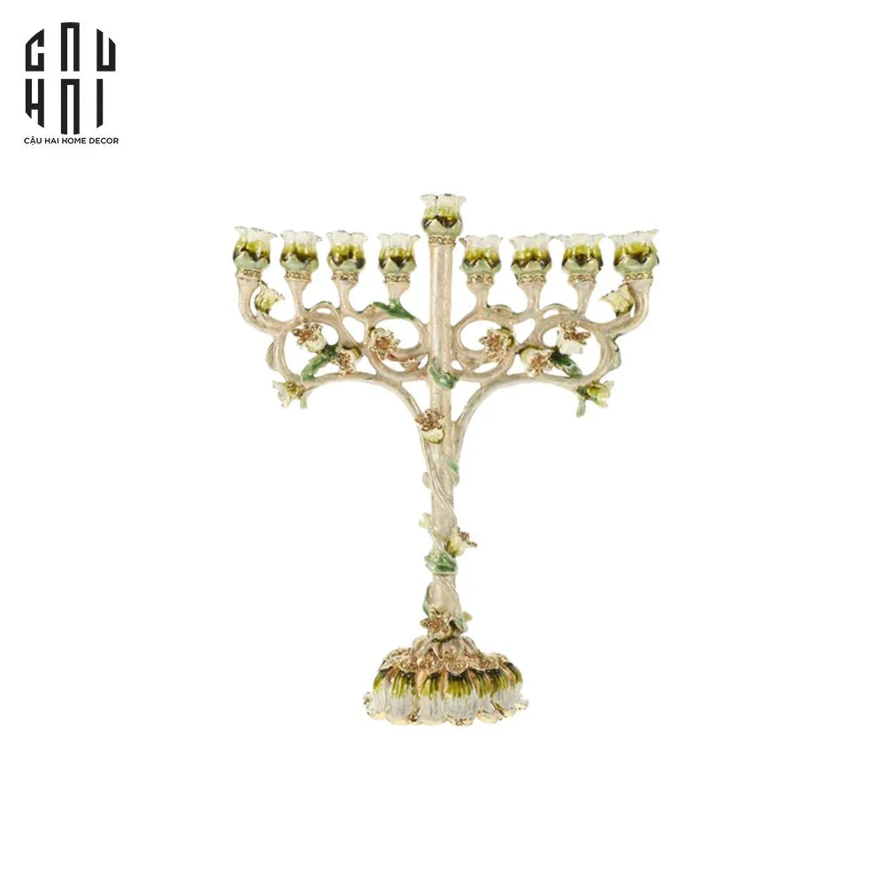 Tượng Đế Nến Hoa Hồng Sacra Rosa Byzantines Babylon Golden Era Ancient Decor Object 18.5 x22.5-CẬU HAI HOME DECOR