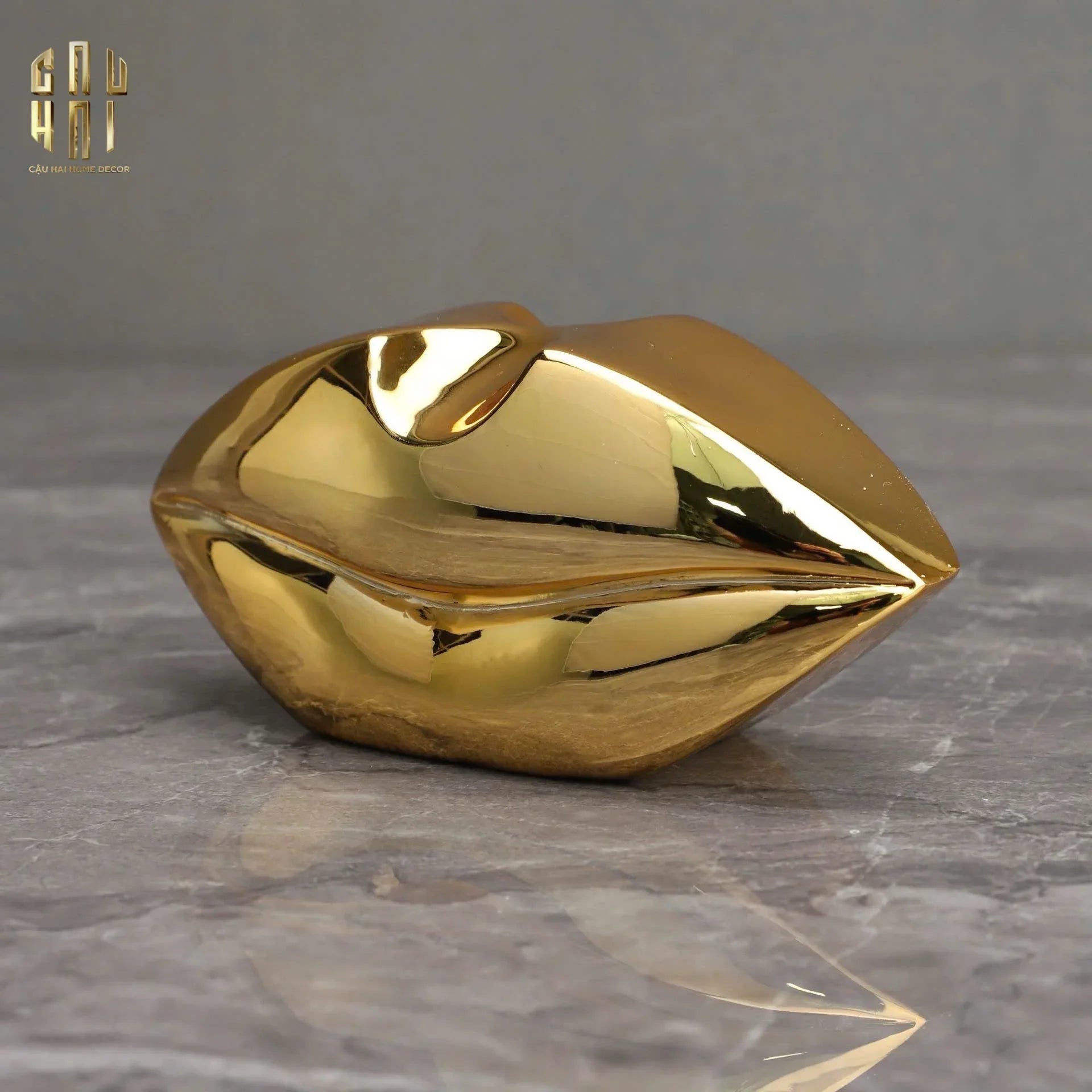 TƯỢNG ĐÔI MÔI VÀNG - GILDED GRACE LIPS-CẬU HAI HOME DECOR