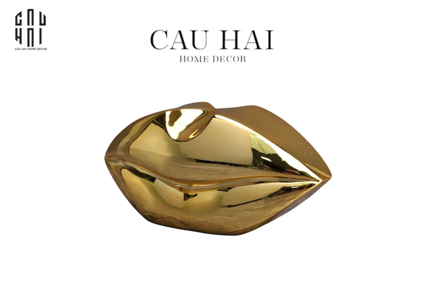 Tượng Đôi Môi Vàng - Gilded Grace Lips-CẬU HAI HOME DECOR