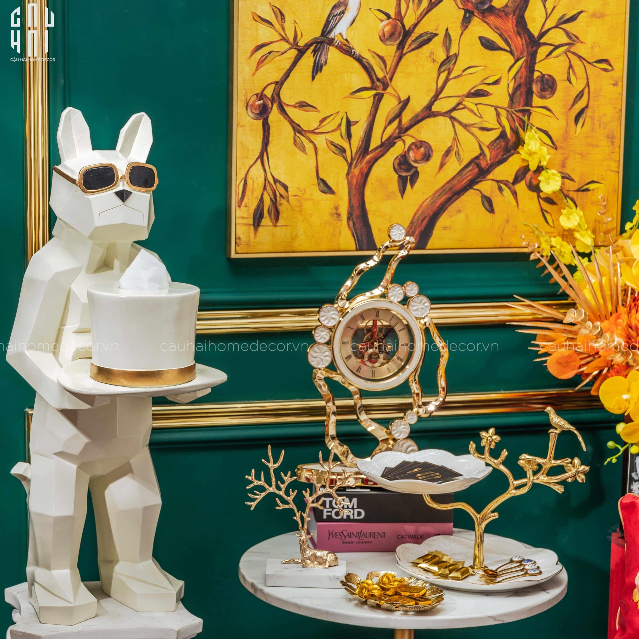 TƯỢNG ĐỰNG GIẤY WHITE BULL-CẬU HAI HOME DECOR