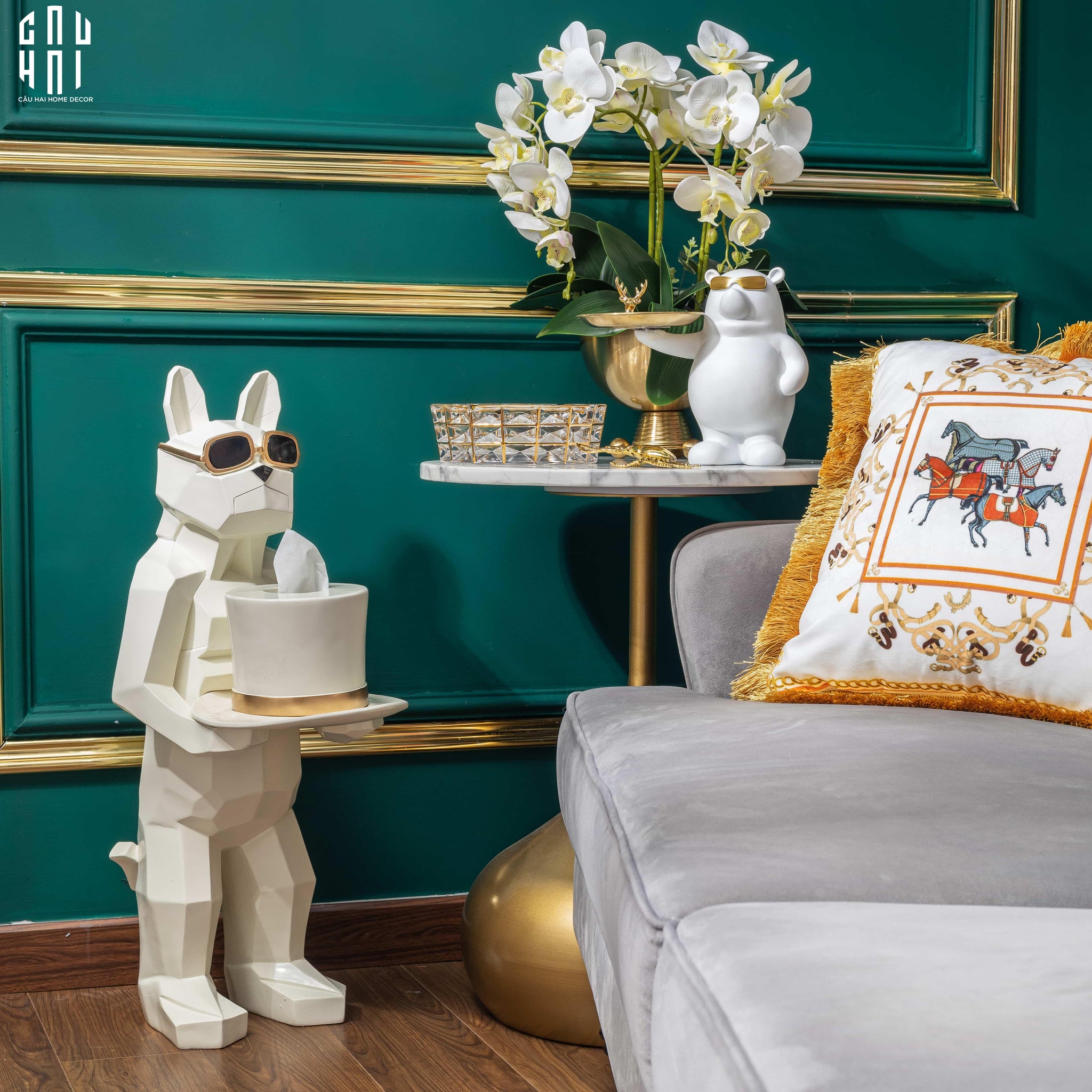 TƯỢNG ĐỰNG GIẤY WHITE BULL-CẬU HAI HOME DECOR