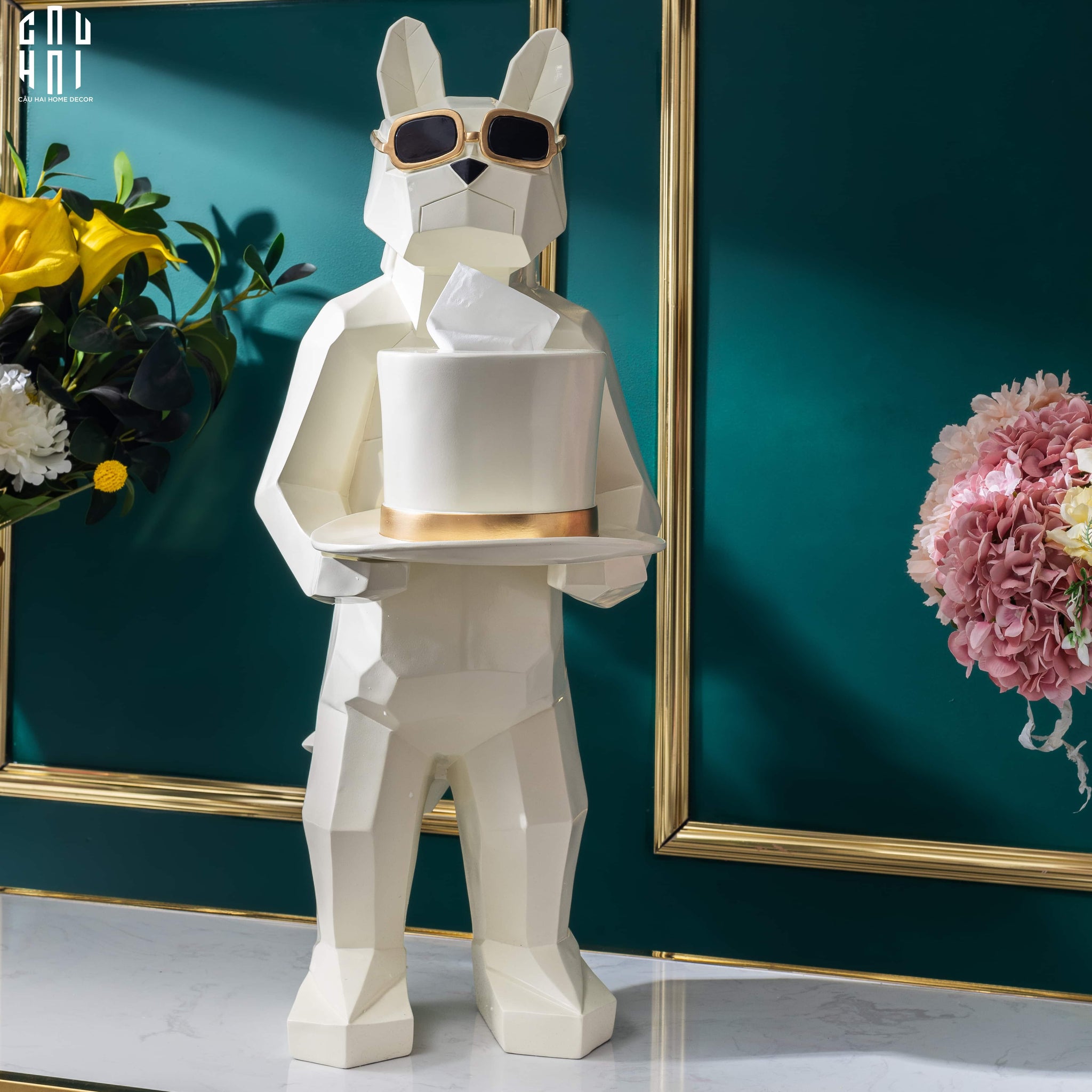 TƯỢNG ĐỰNG GIẤY WHITE BULL-CẬU HAI HOME DECOR