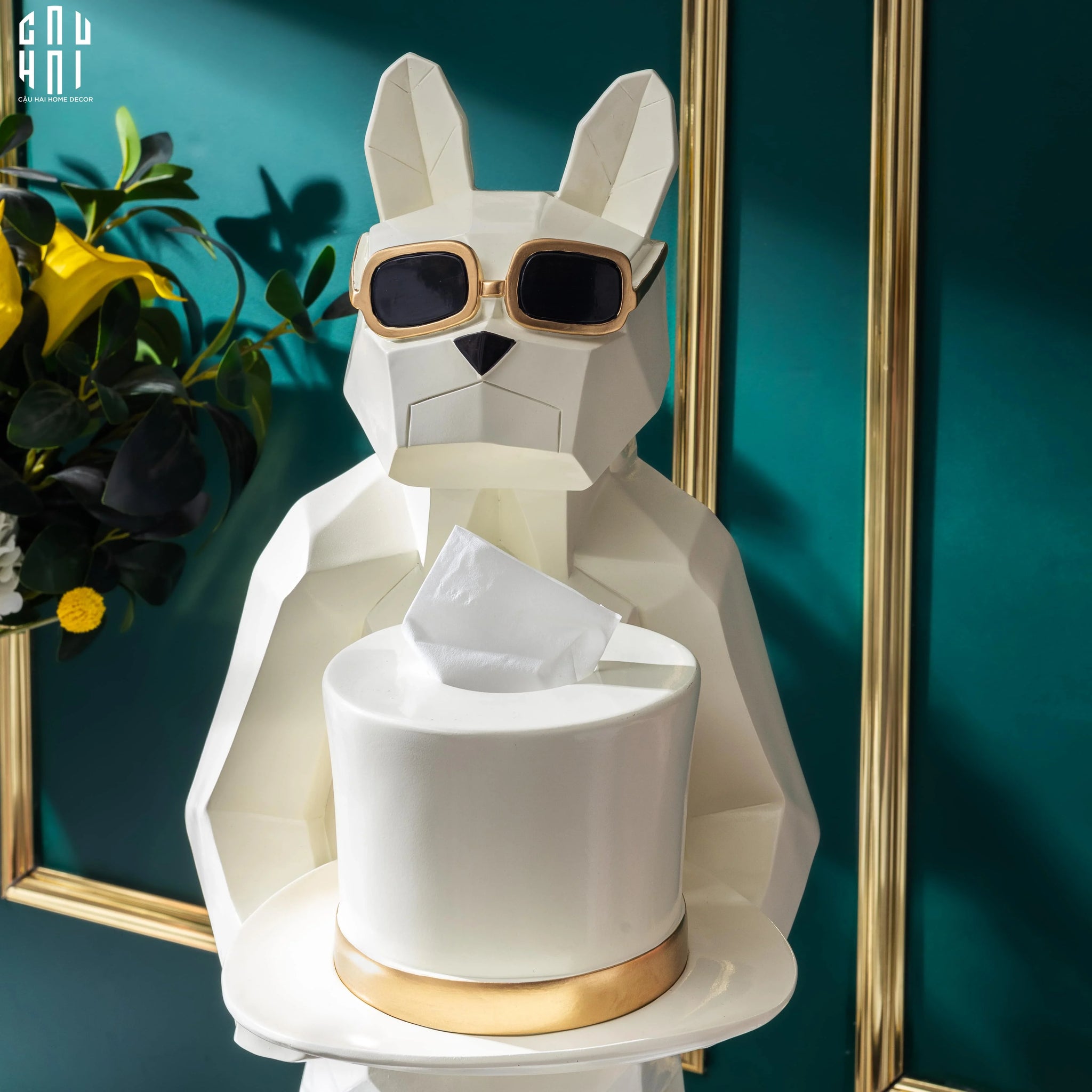 Tượng Đựng Giấy White Bull-CẬU HAI HOME DECOR