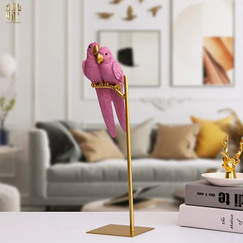 TƯỢNG EDEN'S PARROT - PINK-CẬU HAI HOME DECOR