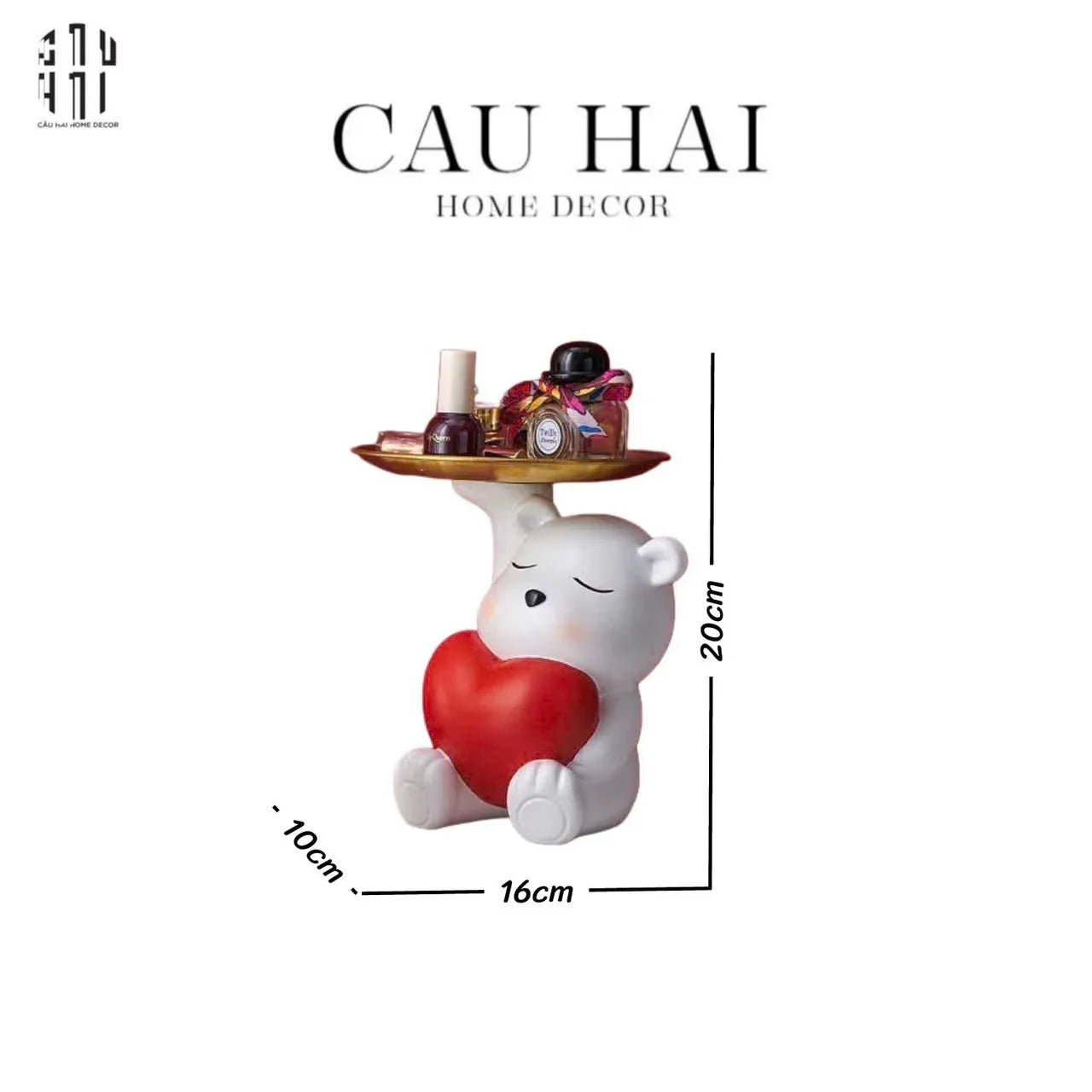 Tượng Figurine Teddy Of Sweetheart-CẬU HAI HOME DECOR