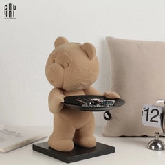 Tượng Gấu Bọc Nhung Figurine Emotional Brownie Velvet Bear 20x30x40-CẬU HAI HOME DECOR