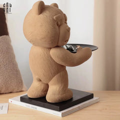 Tượng Gấu Bọc Nhung Figurine Emotional Brownie Velvet Bear 20x30x40-CẬU HAI HOME DECOR