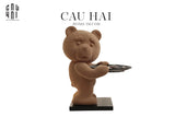TƯỢNG GẤU FIGURINE SUPER BROWNIE VELVET BEAR-CẬU HAI HOME DECOR