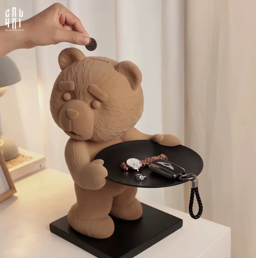 TƯỢNG GẤU FIGURINE SUPER BROWNIE VELVET BEAR-CẬU HAI HOME DECOR