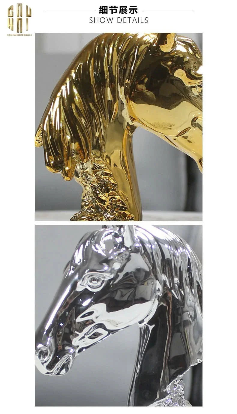 TƯỢNG GILDED CHEVAL - BLACK MARBLE FW25-CẬU HAI HOME DECOR