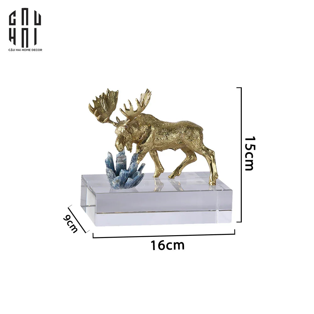 HOME COUTURE - TƯỢNG TUẦN LỘC GOLDEN MOOSE CERF DU NORD GLACIER - CẬU HAI HOME DECOR