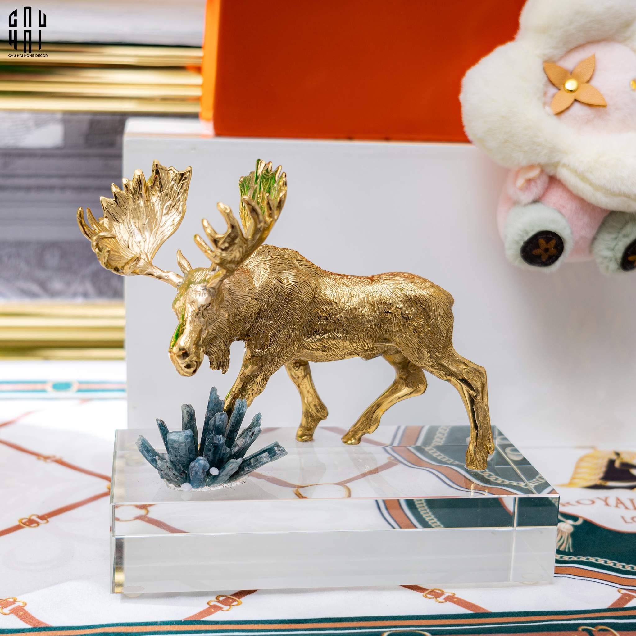 HOME COUTURE - TƯỢNG TUẦN LỘC GOLDEN MOOSE CERF DU NORD GLACIER - CẬU HAI HOME DECOR