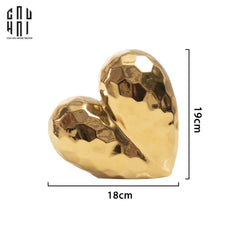 Tượng Gốm Sứ Tráng Men Trái Tim Mạ Vàng Ceramic Sweetheart-CẬU HAI HOME DECOR