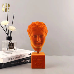Tượng La Mã Bọc Nhung Ancient Roman Plato Quote Bust - Brick Orange Velvet 9x22-CẬU HAI HOME DECOR