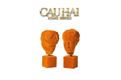 Tượng La Mã Bọc Nhung Ancient Roman Plato Quote Bust - Brick Orange Velvet 9x22-CẬU HAI HOME DECOR