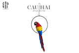 TƯỢNG MAISON JUNGLE PARROT - ARA ON CIRCLE-CẬU HAI HOME DECOR