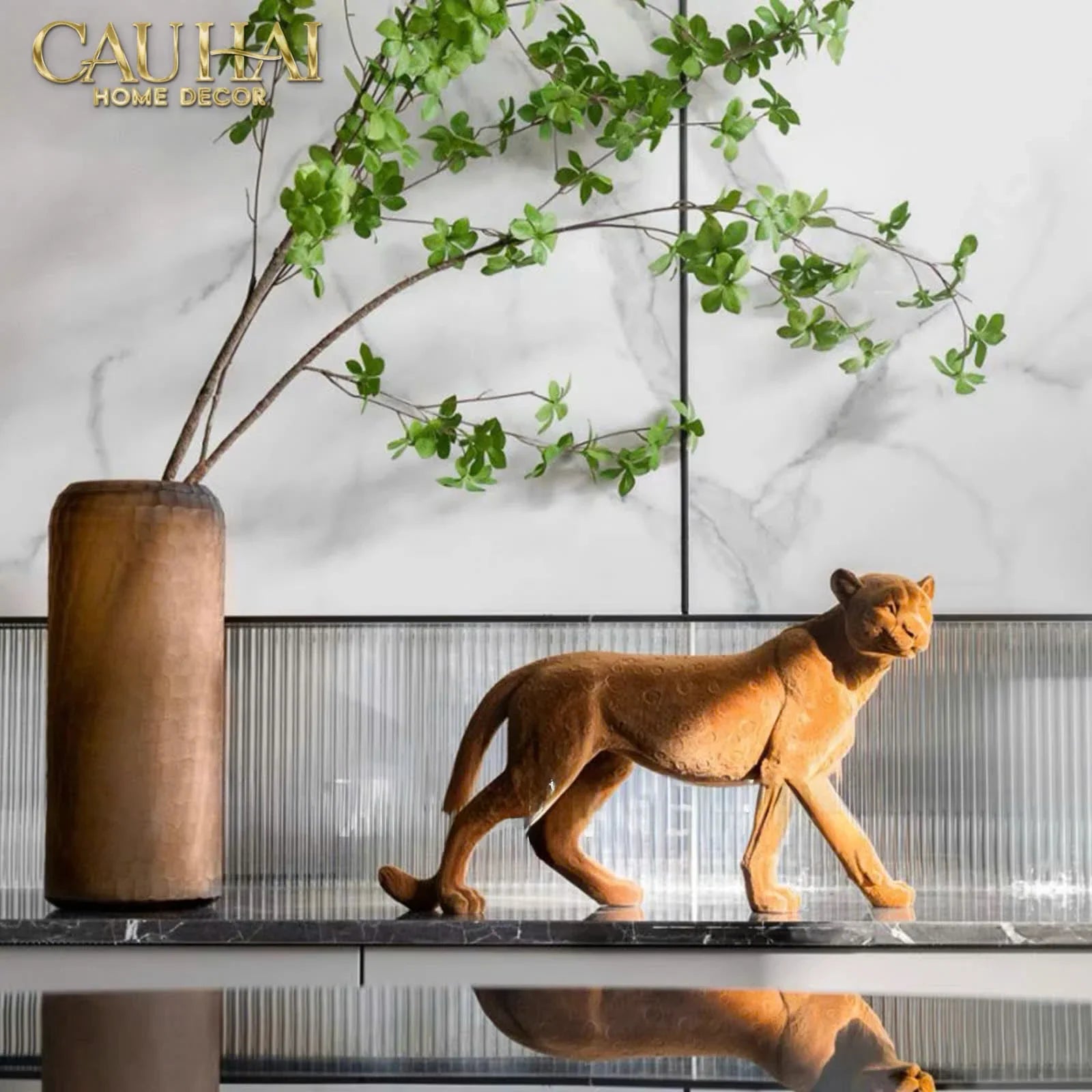 TƯỢNG BÁO VELOUR MAJESTIC LEOPARD-CẬU HAI HOME DECOR