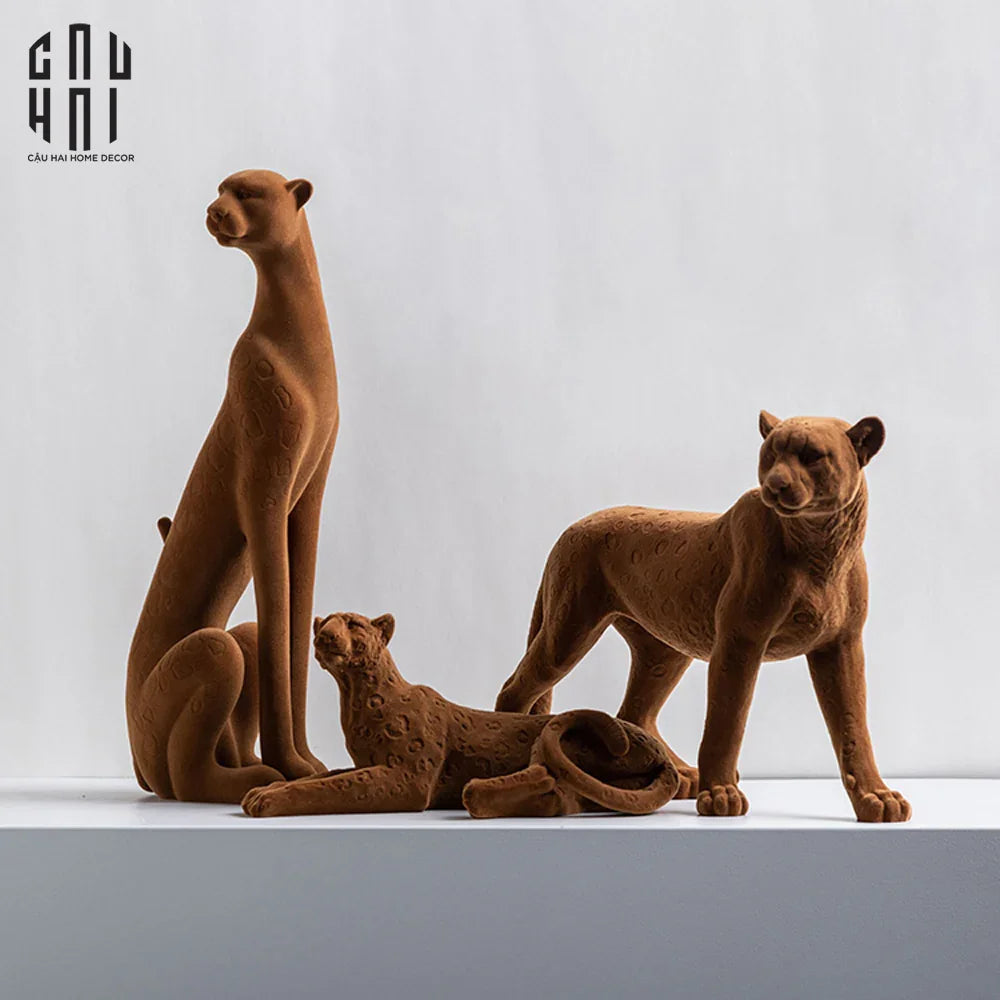 TƯỢNG BÁO VELOUR MAJESTIC LEOPARD - LAYING-CẬU HAI HOME DECOR