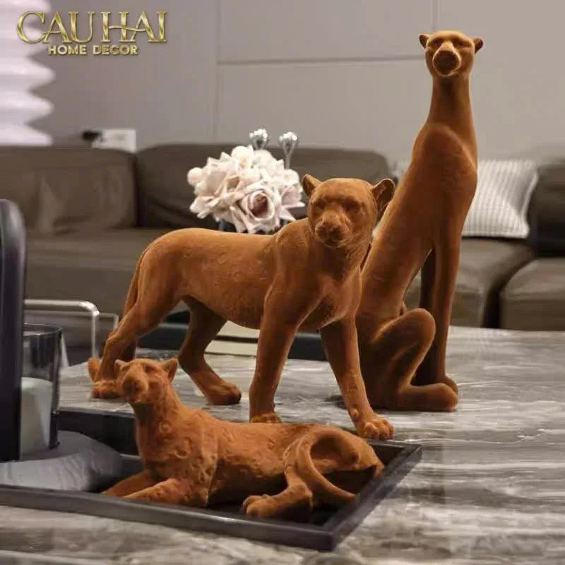 TƯỢNG BÁO VELOUR MAJESTIC LEOPARD - LAYING-CẬU HAI HOME DECOR
