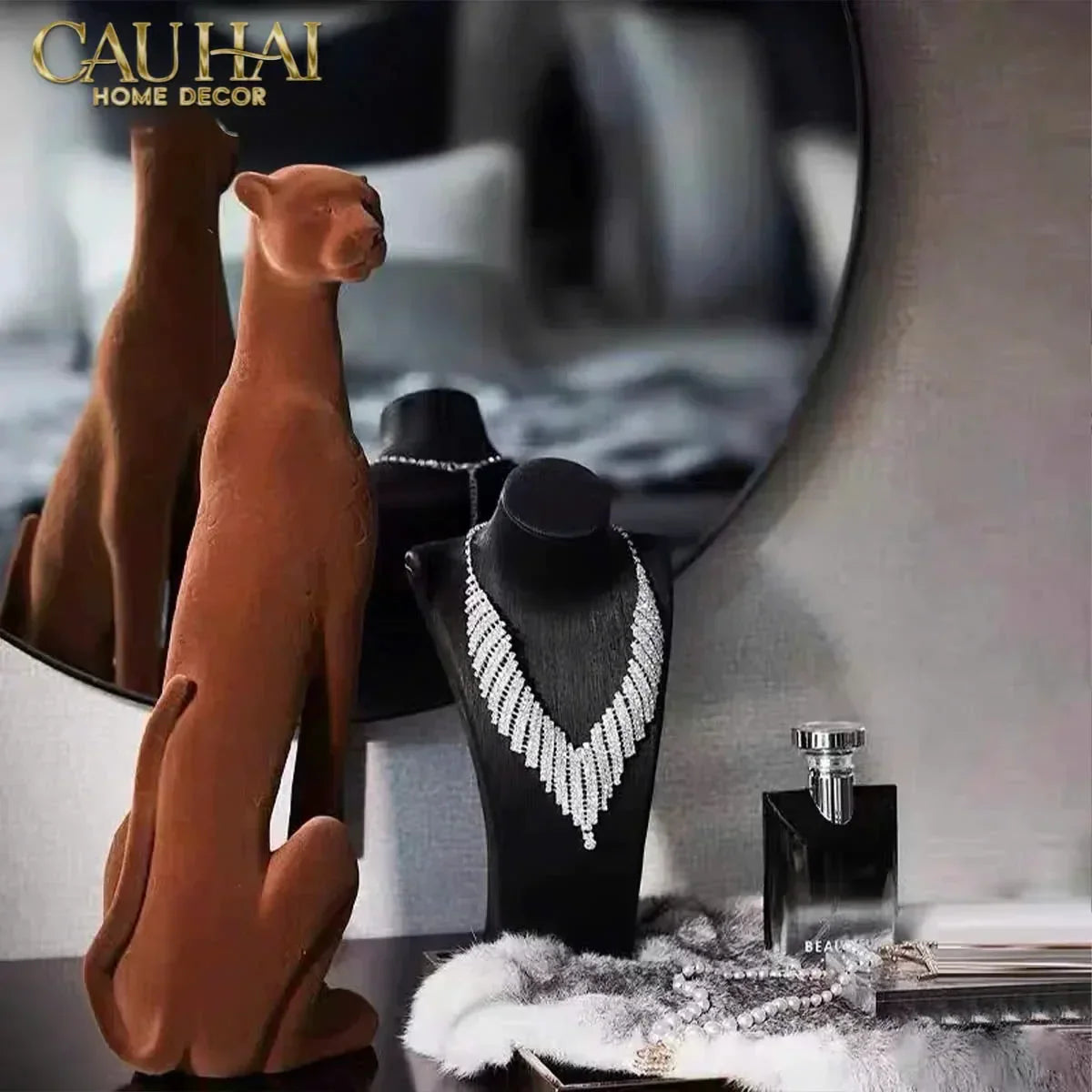 TƯỢNG BÁO VELOUR MAJESTIC LEOPARD - LAYING-CẬU HAI HOME DECOR