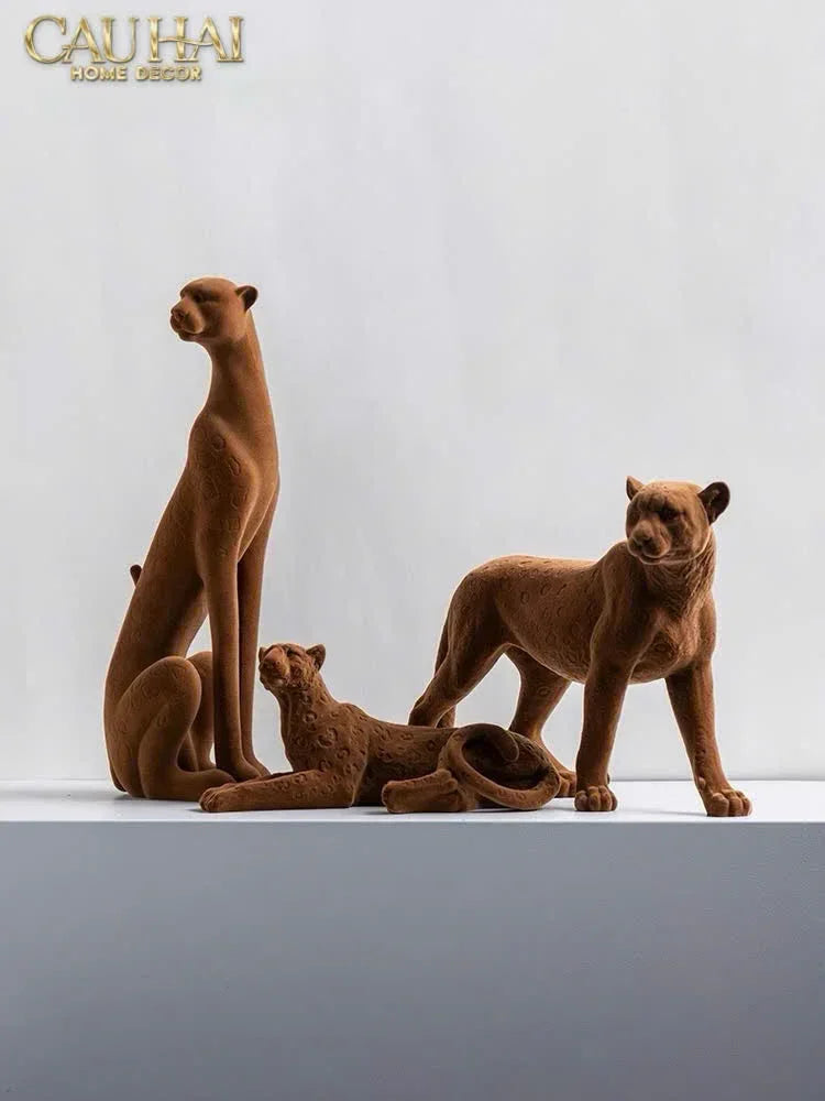 TƯỢNG BÁO VELOUR MAJESTIC LEOPARD - LAYING-CẬU HAI HOME DECOR