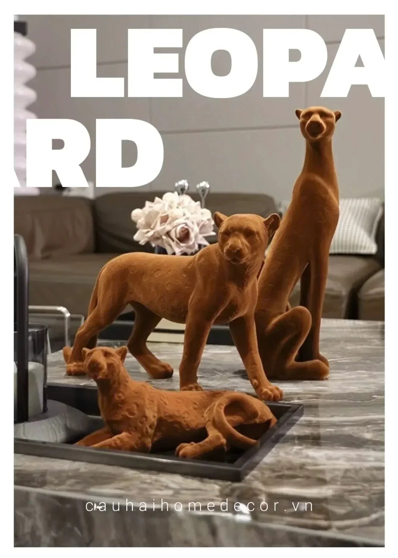 TƯỢNG BÁO VELOUR MAJESTIC LEOPARD - LAYING-CẬU HAI HOME DECOR