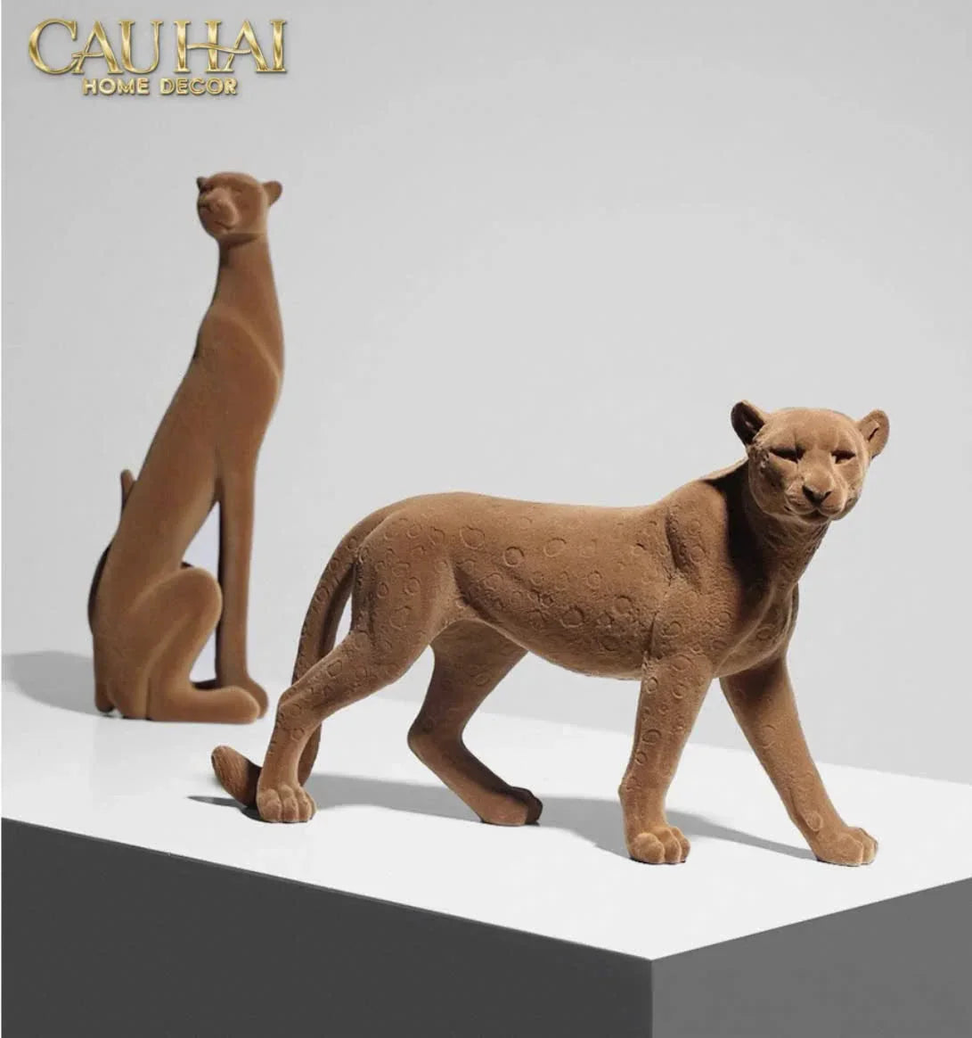 TƯỢNG BÁO VELOUR MAJESTIC LEOPARD - STANDING-CẬU HAI HOME DECOR
