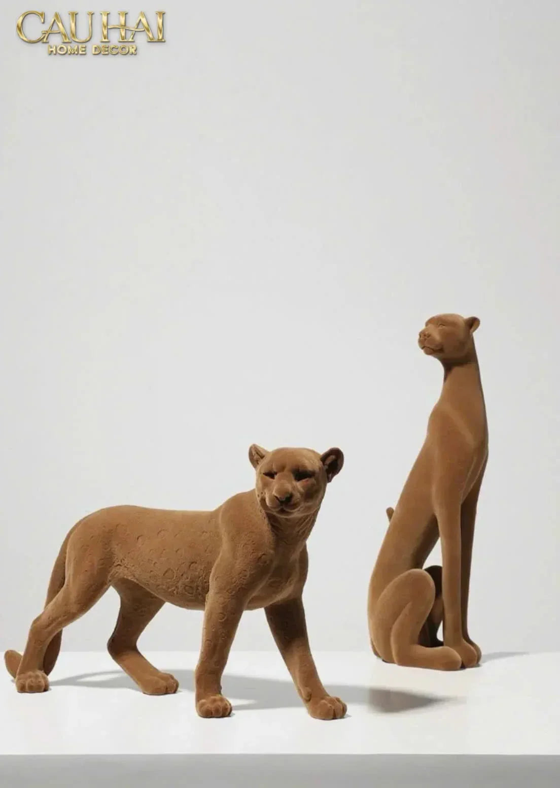 TƯỢNG BÁO VELOUR MAJESTIC LEOPARD - STANDING-CẬU HAI HOME DECOR
