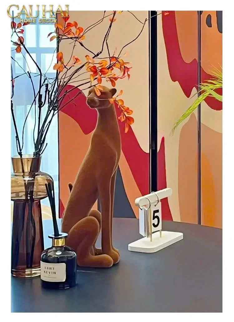 TƯỢNG BÁO VELOUR MAJESTIC LEOPARD - STANDING-CẬU HAI HOME DECOR