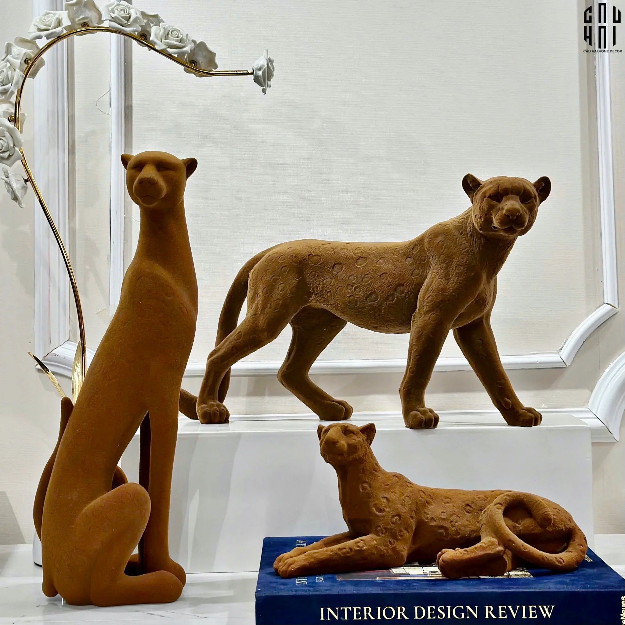 TƯỢNG BÁO VELOUR MAJESTIC LEOPARD - STANDING-CẬU HAI HOME DECOR