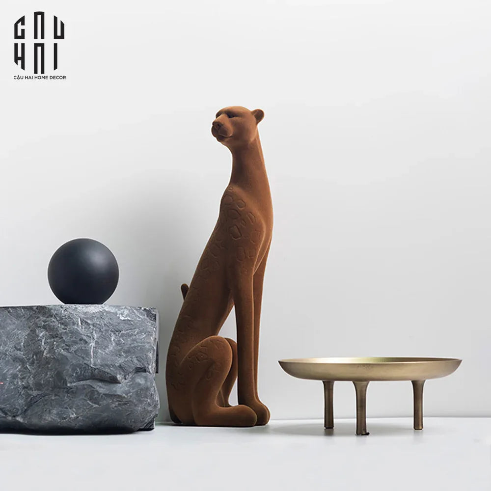 TƯỢNG BÁO VELOUR MAJESTIC LEOPARD - STANDING-CẬU HAI HOME DECOR