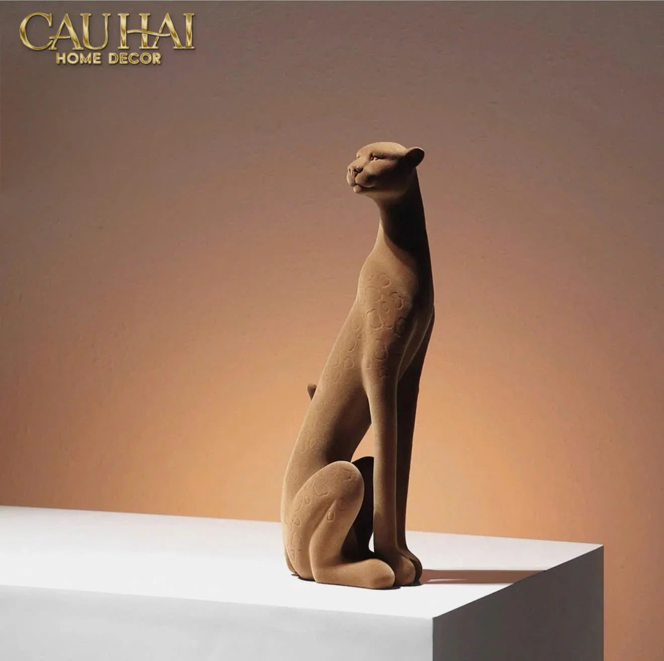 TƯỢNG BÁO VELOUR MAJESTIC LEOPARD - STANDING-CẬU HAI HOME DECOR