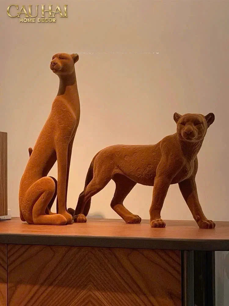 TƯỢNG BÁO VELOUR MAJESTIC LEOPARD - STANDING-CẬU HAI HOME DECOR