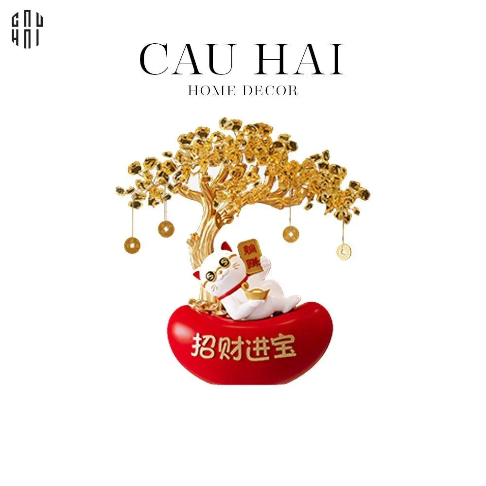 TẾT COUTURE - TƯỢNG CÂY PHÚ QUÝ MÈO ĐẠI PHÁT 27-CẬU HAI HOME DECOR