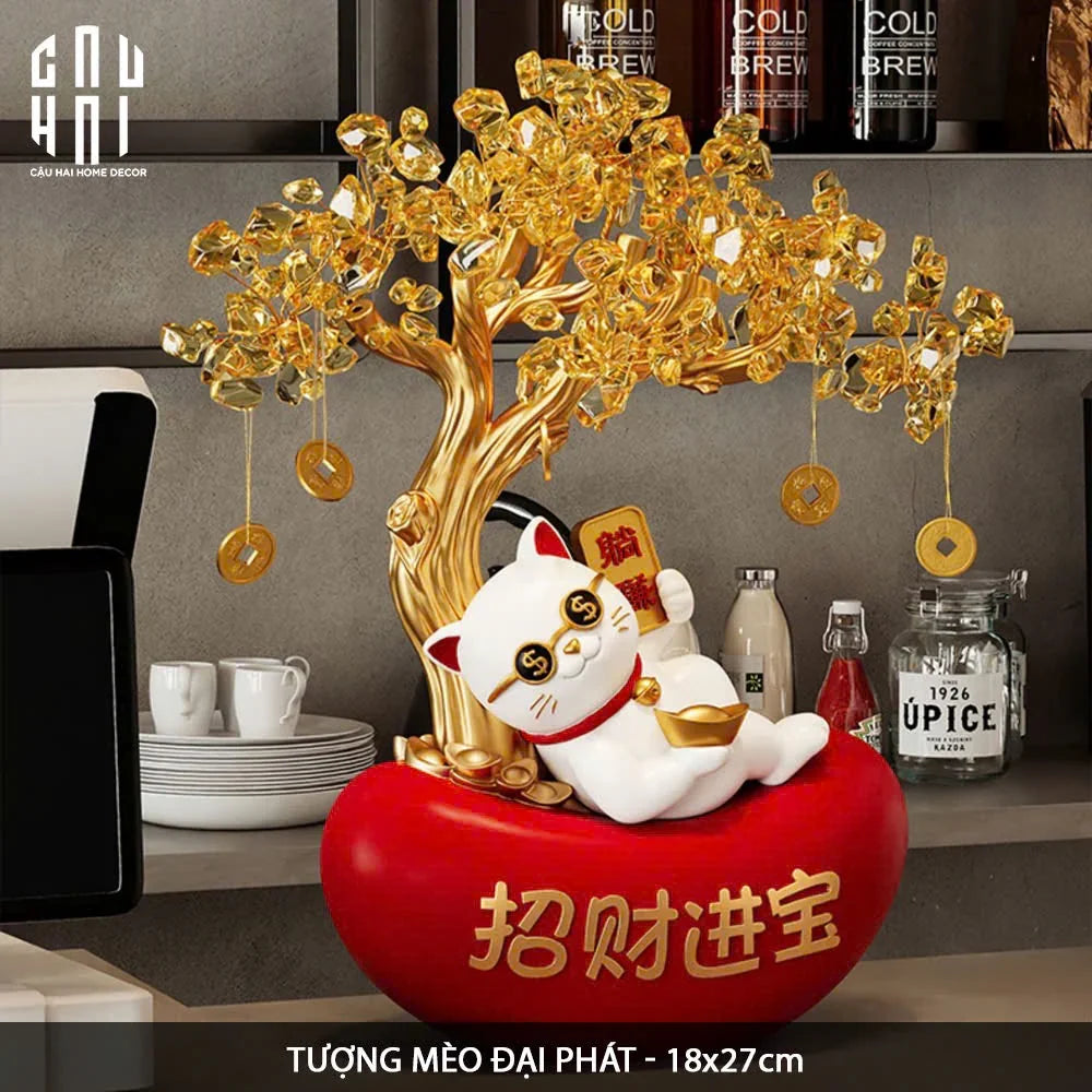 TẾT COUTURE - TƯỢNG CÂY PHÚ QUÝ MÈO ĐẠI PHÁT 27-CẬU HAI HOME DECOR
