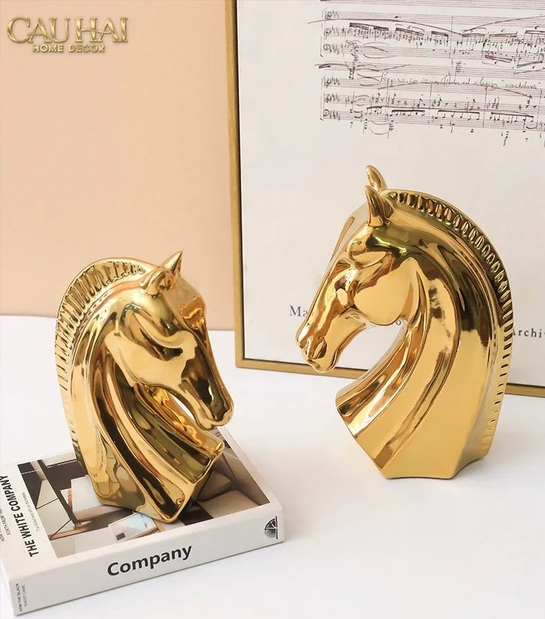 Tượng Ngựa Gilded Cheval H27 Fw25-CẬU HAI HOME DECOR