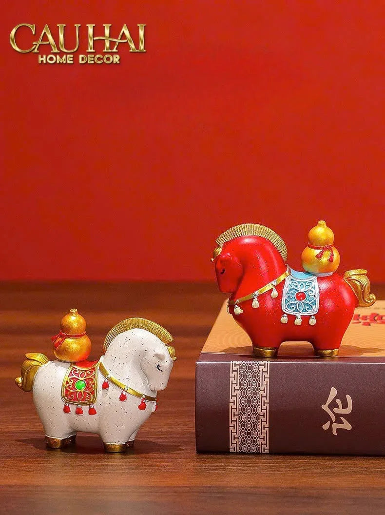 Tượng Ngựa May Mắn - Kim Mã Cát Lợi - Gift Box-CẬU HAI HOME DECOR